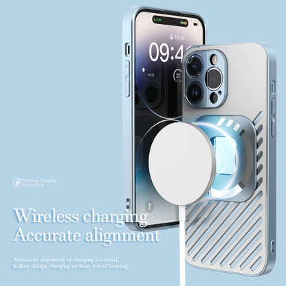 For iPhone 14 R-JUST Square Round Mirror PC+TPU Phone Case(Blue) - iPhone 14 Cases by R-JUST | Online Shopping UK | buy2fix