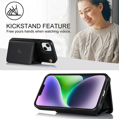 For iPhone 14 Plus RFID Card Slot Phone Case with Long Lanyard(Black) - iPhone 14 Plus Cases by buy2fix | Online Shopping UK | buy2fix