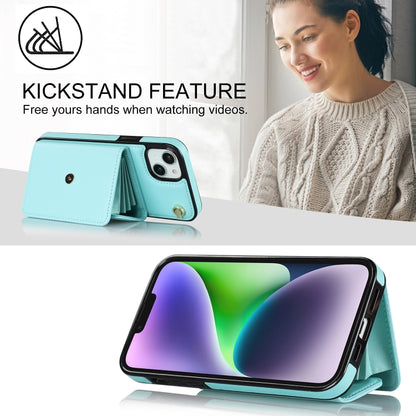 For iPhone 14 Plus RFID Card Slot Phone Case with Long Lanyard(Mint Green) - iPhone 14 Plus Cases by buy2fix | Online Shopping UK | buy2fix