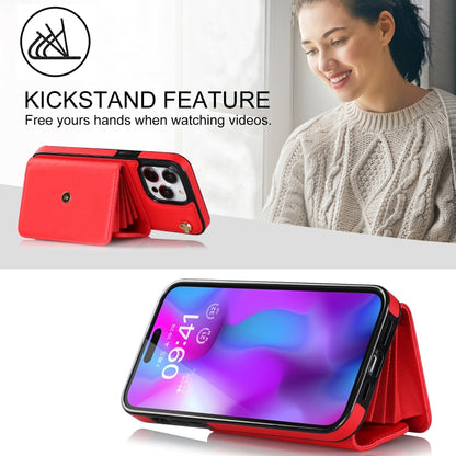 For iPhone 14 Pro Max RFID Card Slot Phone Case with Long Lanyard(Red) - iPhone 14 Pro Max Cases by buy2fix | Online Shopping UK | buy2fix