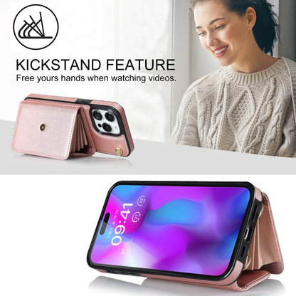 For iPhone 14 Pro Max RFID Card Slot Phone Case with Long Lanyard(Rose Gold) - iPhone 14 Pro Max Cases by buy2fix | Online Shopping UK | buy2fix