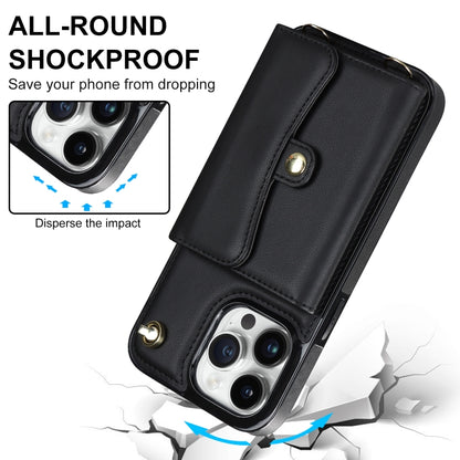 For iPhone 13 Pro Max RFID Card Slot Phone Case with Long Lanyard(Black) - iPhone 13 Pro Max Cases by buy2fix | Online Shopping UK | buy2fix