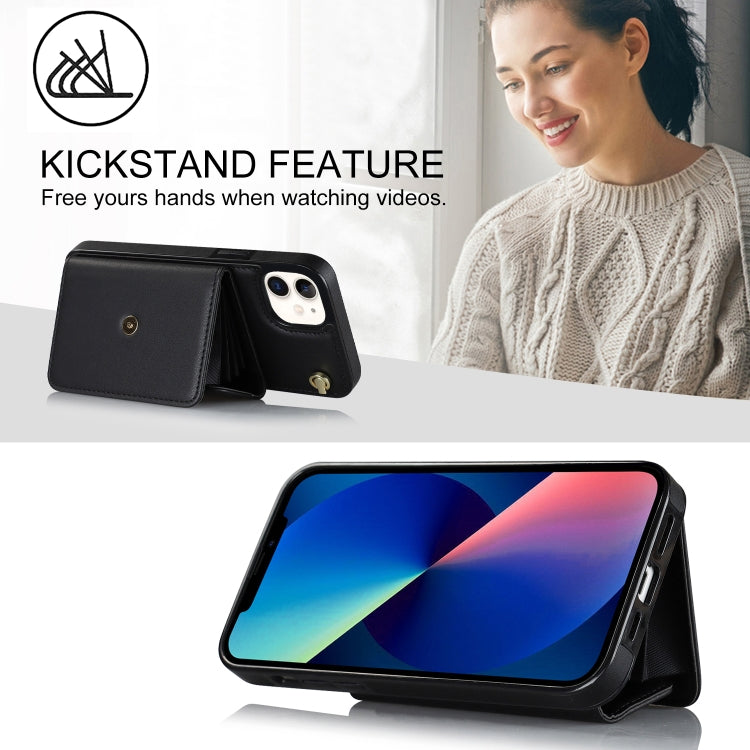 For iPhone 12 RFID Card Slot Phone Case with Long Lanyard(Black) - iPhone 12 / 12 Pro Cases by buy2fix | Online Shopping UK | buy2fix