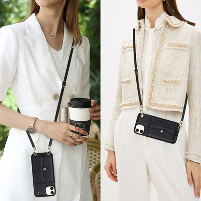 For iPhone 12 RFID Card Slot Phone Case with Long Lanyard(Black) - iPhone 12 / 12 Pro Cases by buy2fix | Online Shopping UK | buy2fix