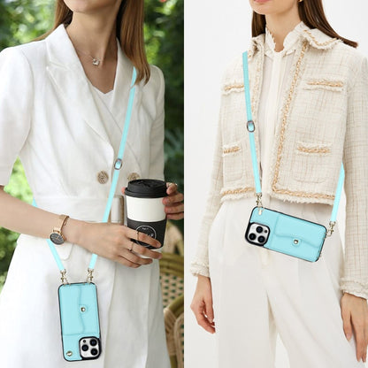 For iPhone 12 Pro RFID Card Slot Phone Case with Long Lanyard(Mint Green) - iPhone 12 / 12 Pro Cases by buy2fix | Online Shopping UK | buy2fix