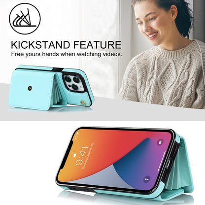 For iPhone 12 Pro Max RFID Card Slot Phone Case with Long Lanyard(Mint Green) - iPhone 12 Pro Max Cases by buy2fix | Online Shopping UK | buy2fix