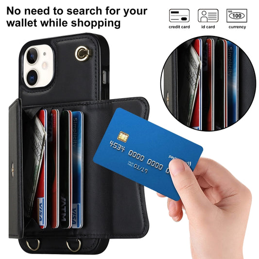 For iPhone 11 RFID Card Slot Phone Case with Long Lanyard(Black) - iPhone 11 Cases by buy2fix | Online Shopping UK | buy2fix
