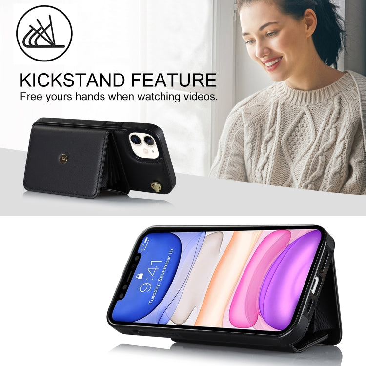 For iPhone 11 RFID Card Slot Phone Case with Long Lanyard(Black) - iPhone 11 Cases by buy2fix | Online Shopping UK | buy2fix