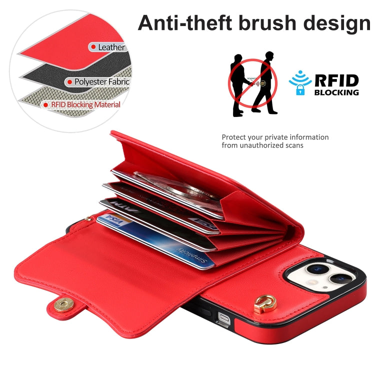 For iPhone 11 RFID Card Slot Phone Case with Long Lanyard(Red) - iPhone 11 Cases by buy2fix | Online Shopping UK | buy2fix