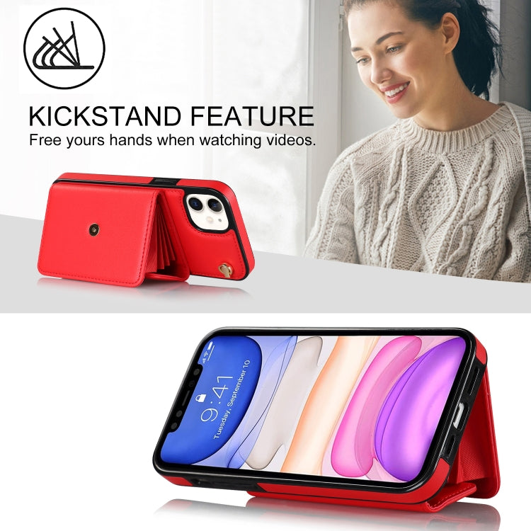 For iPhone 11 RFID Card Slot Phone Case with Long Lanyard(Red) - iPhone 11 Cases by buy2fix | Online Shopping UK | buy2fix