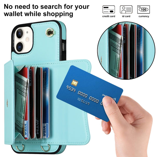 For iPhone 11 RFID Card Slot Phone Case with Long Lanyard(Mint Green) - iPhone 11 Cases by buy2fix | Online Shopping UK | buy2fix