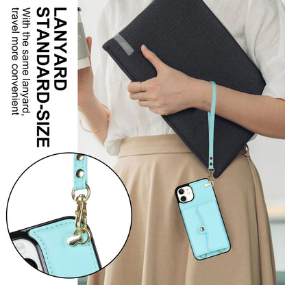 For iPhone 11 RFID Card Slot Phone Case with Long Lanyard(Mint Green) - iPhone 11 Cases by buy2fix | Online Shopping UK | buy2fix