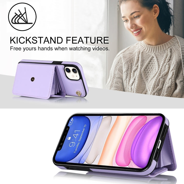 For iPhone 11 RFID Card Slot Phone Case with Long Lanyard(Purple) - iPhone 11 Cases by buy2fix | Online Shopping UK | buy2fix