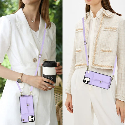 For iPhone 11 RFID Card Slot Phone Case with Long Lanyard(Purple) - iPhone 11 Cases by buy2fix | Online Shopping UK | buy2fix