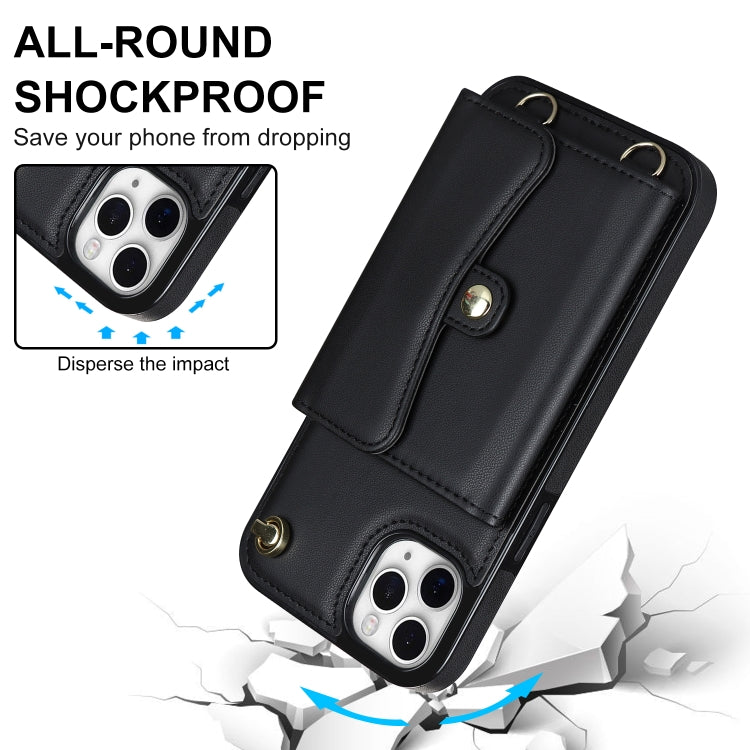 For iPhone 11 Pro RFID Card Slot Phone Case with Long Lanyard(Black) - iPhone 11 Pro Cases by buy2fix | Online Shopping UK | buy2fix