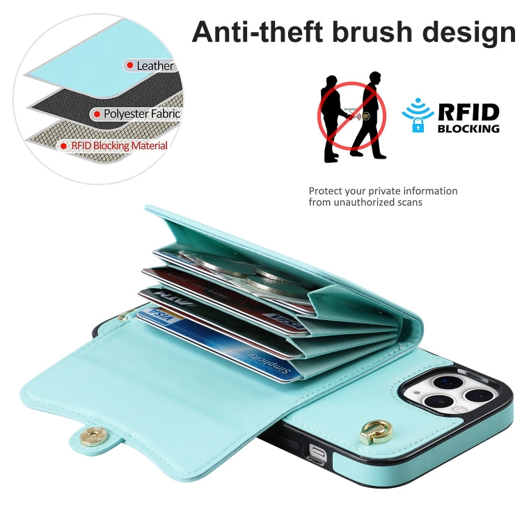 For iPhone 11 Pro RFID Card Slot Phone Case with Long Lanyard(Mint Green) - iPhone 11 Pro Cases by buy2fix | Online Shopping UK | buy2fix