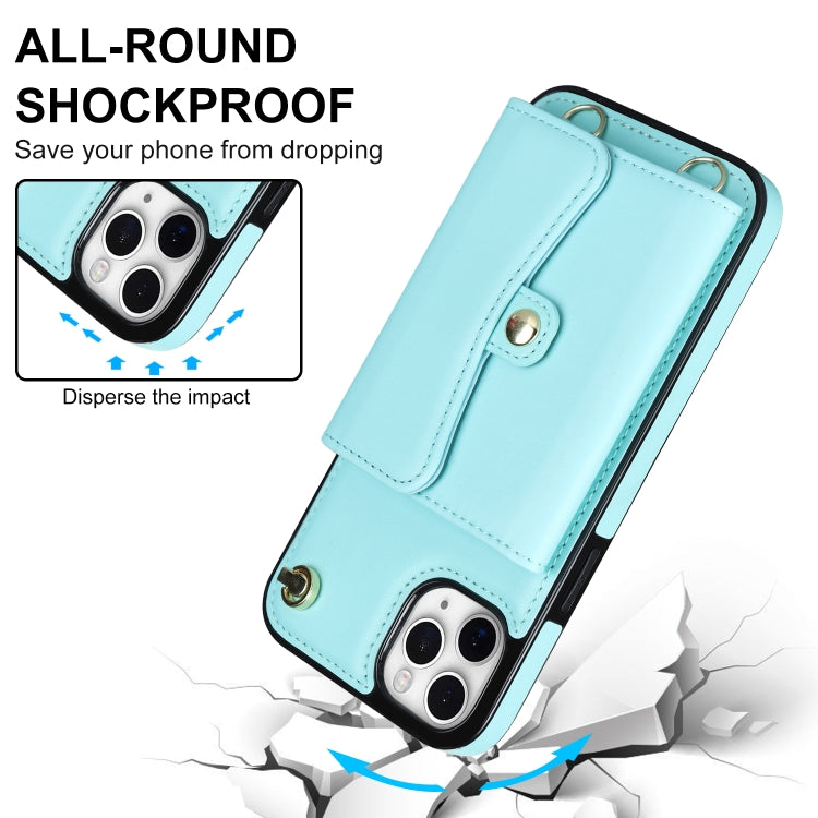 For iPhone 11 Pro RFID Card Slot Phone Case with Long Lanyard(Mint Green) - iPhone 11 Pro Cases by buy2fix | Online Shopping UK | buy2fix
