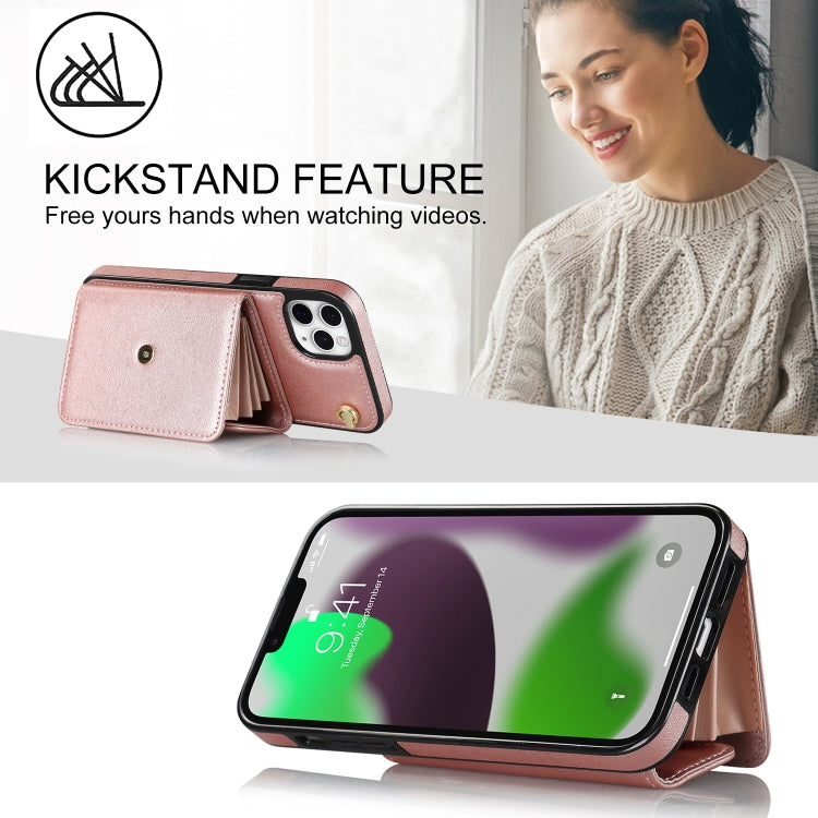 For iPhone 11 Pro RFID Card Slot Phone Case with Long Lanyard(Rose Gold) - iPhone 11 Pro Cases by buy2fix | Online Shopping UK | buy2fix