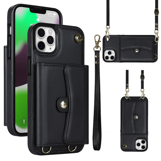 For iPhone 11 Pro Max RFID Card Slot Phone Case with Long Lanyard(Black) - iPhone 11 Pro Max Cases by buy2fix | Online Shopping UK | buy2fix