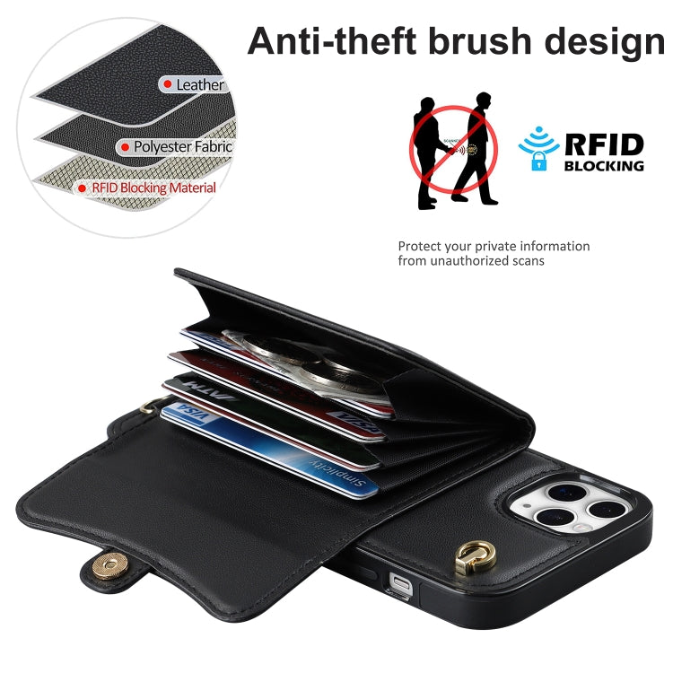 For iPhone 11 Pro Max RFID Card Slot Phone Case with Long Lanyard(Black) - iPhone 11 Pro Max Cases by buy2fix | Online Shopping UK | buy2fix