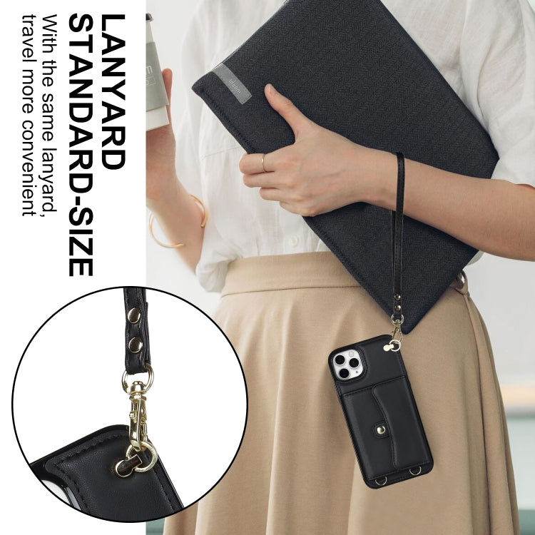For iPhone 11 Pro Max RFID Card Slot Phone Case with Long Lanyard(Black) - iPhone 11 Pro Max Cases by buy2fix | Online Shopping UK | buy2fix