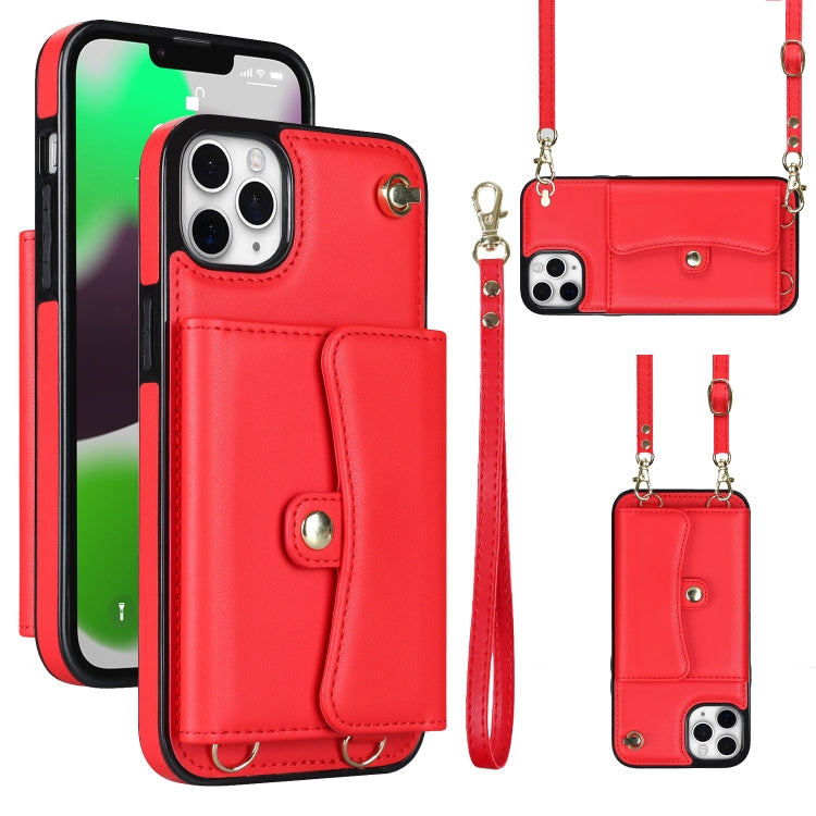 For iPhone 11 Pro Max RFID Card Slot Phone Case with Long Lanyard(Red) - iPhone 11 Pro Max Cases by buy2fix | Online Shopping UK | buy2fix