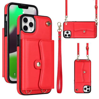For iPhone 11 Pro Max RFID Card Slot Phone Case with Long Lanyard(Red) - iPhone 11 Pro Max Cases by buy2fix | Online Shopping UK | buy2fix