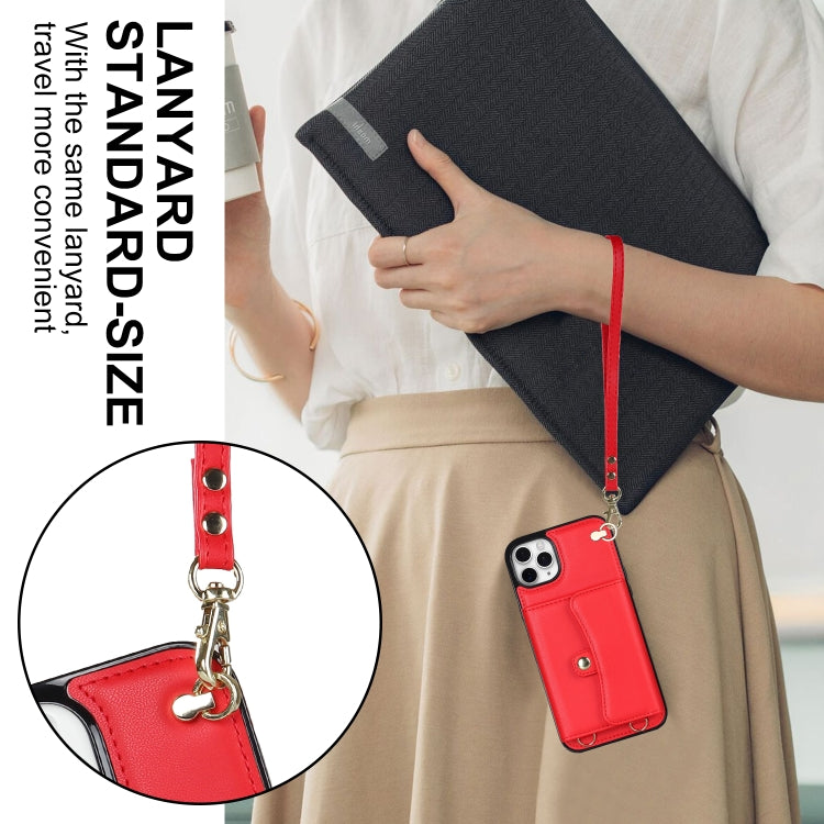 For iPhone 11 Pro Max RFID Card Slot Phone Case with Long Lanyard(Red) - iPhone 11 Pro Max Cases by buy2fix | Online Shopping UK | buy2fix
