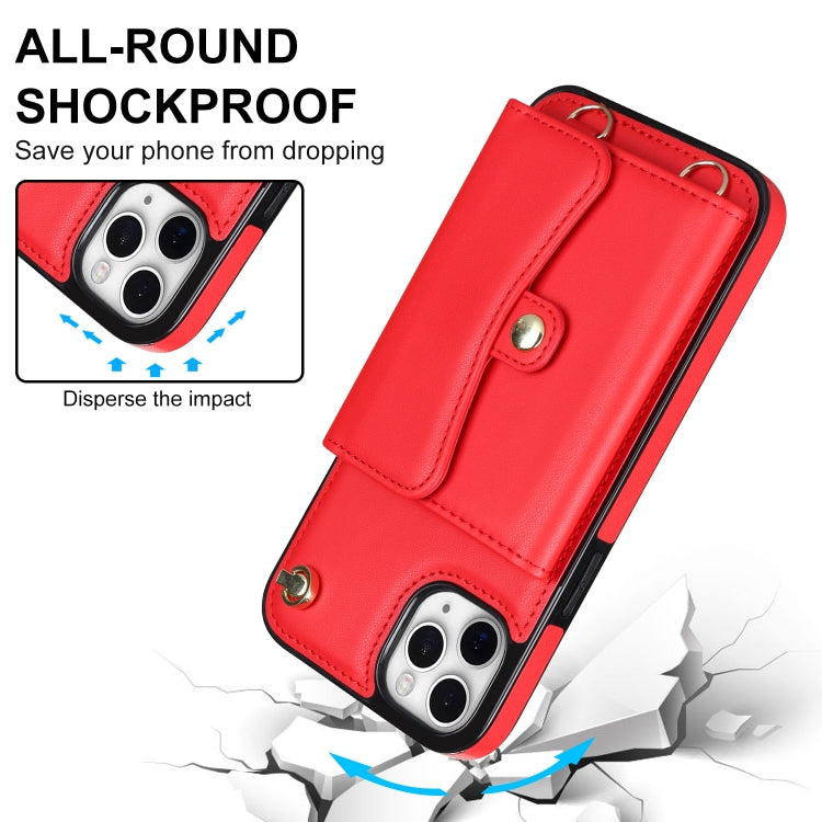 For iPhone 11 Pro Max RFID Card Slot Phone Case with Long Lanyard(Red) - iPhone 11 Pro Max Cases by buy2fix | Online Shopping UK | buy2fix