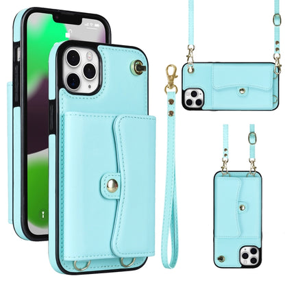 For iPhone 11 Pro Max RFID Card Slot Phone Case with Long Lanyard(Mint Green) - iPhone 11 Pro Max Cases by buy2fix | Online Shopping UK | buy2fix