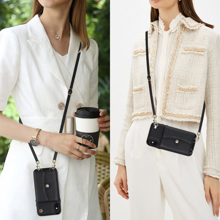 For iPhone X / XS RFID Card Slot Phone Case with Long Lanyard(Black) - More iPhone Cases by buy2fix | Online Shopping UK | buy2fix