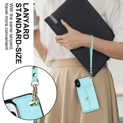 For iPhone X / XS RFID Card Slot Phone Case with Long Lanyard(Mint Green) - More iPhone Cases by buy2fix | Online Shopping UK | buy2fix