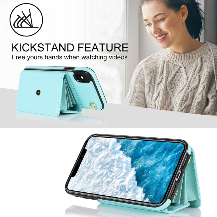 For iPhone X / XS RFID Card Slot Phone Case with Long Lanyard(Mint Green) - More iPhone Cases by buy2fix | Online Shopping UK | buy2fix