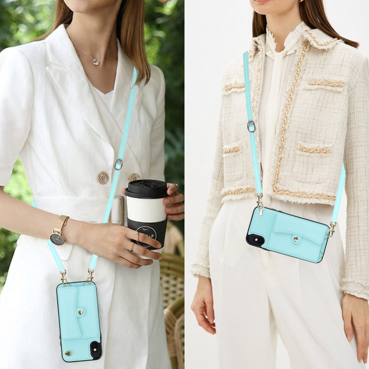 For iPhone X / XS RFID Card Slot Phone Case with Long Lanyard(Mint Green) - More iPhone Cases by buy2fix | Online Shopping UK | buy2fix