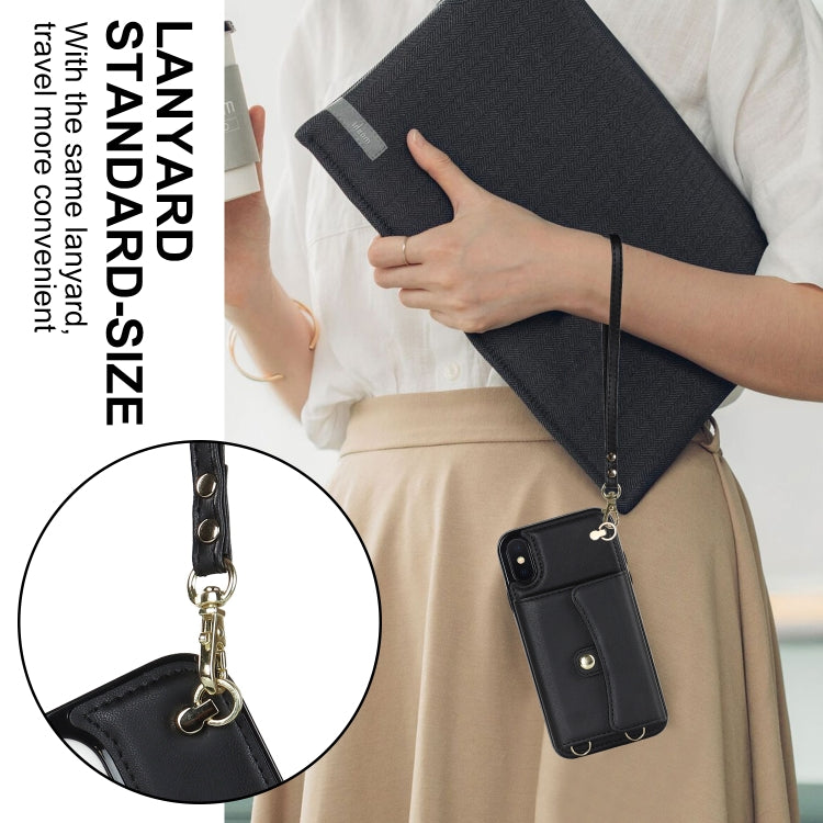 For iPhone XS Max RFID Card Slot Phone Case with Long Lanyard(Black) - More iPhone Cases by buy2fix | Online Shopping UK | buy2fix
