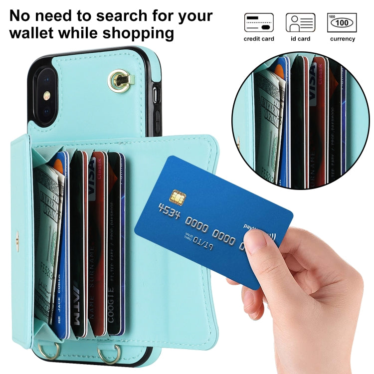 For iPhone XS Max RFID Card Slot Phone Case with Long Lanyard(Mint Green) - More iPhone Cases by buy2fix | Online Shopping UK | buy2fix
