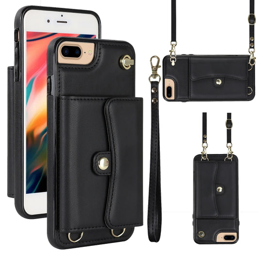 For iPhone 8 Plus / 7 Plus RFID Card Slot Phone Case with Long Lanyard(Black) - More iPhone Cases by buy2fix | Online Shopping UK | buy2fix