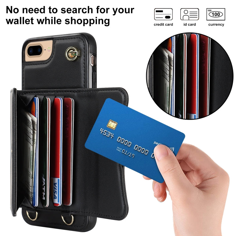 For iPhone 8 Plus / 7 Plus RFID Card Slot Phone Case with Long Lanyard(Black) - More iPhone Cases by buy2fix | Online Shopping UK | buy2fix