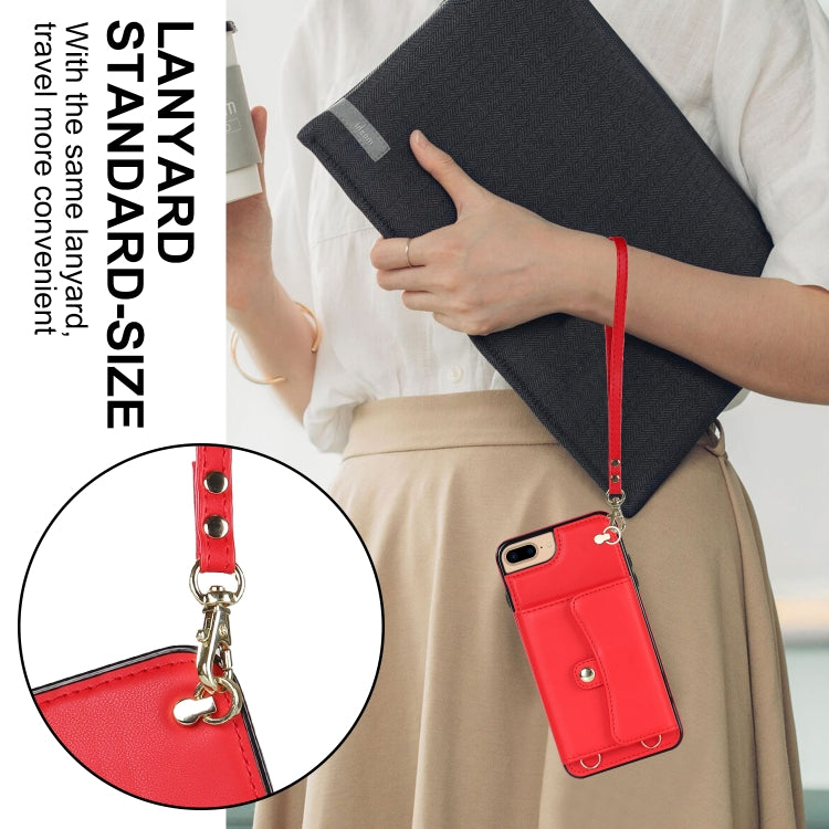 For iPhone 8 Plus / 7 Plus RFID Card Slot Phone Case with Long Lanyard(Red) - More iPhone Cases by buy2fix | Online Shopping UK | buy2fix