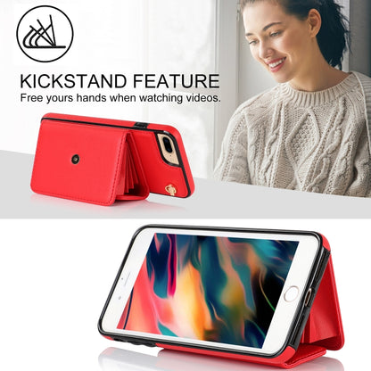 For iPhone 8 Plus / 7 Plus RFID Card Slot Phone Case with Long Lanyard(Red) - More iPhone Cases by buy2fix | Online Shopping UK | buy2fix
