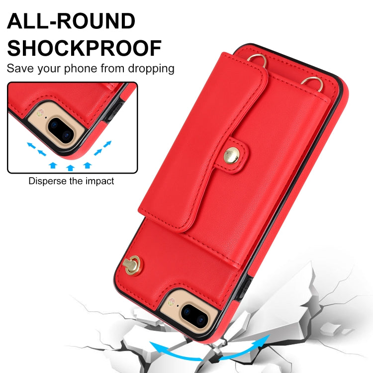 For iPhone 8 Plus / 7 Plus RFID Card Slot Phone Case with Long Lanyard(Red) - More iPhone Cases by buy2fix | Online Shopping UK | buy2fix
