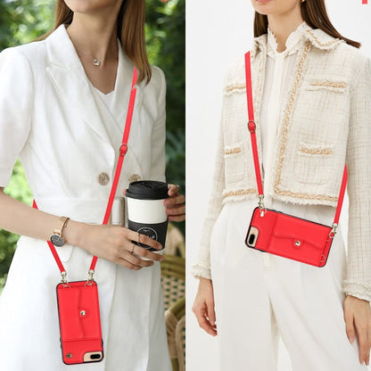 For iPhone 8 Plus / 7 Plus RFID Card Slot Phone Case with Long Lanyard(Red) - More iPhone Cases by buy2fix | Online Shopping UK | buy2fix