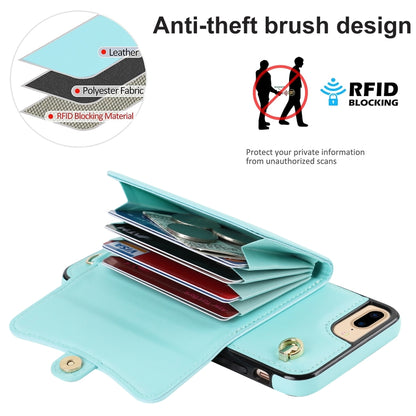 For iPhone 8 Plus / 7 Plus RFID Card Slot Phone Case with Long Lanyard(Mint Green) - More iPhone Cases by buy2fix | Online Shopping UK | buy2fix