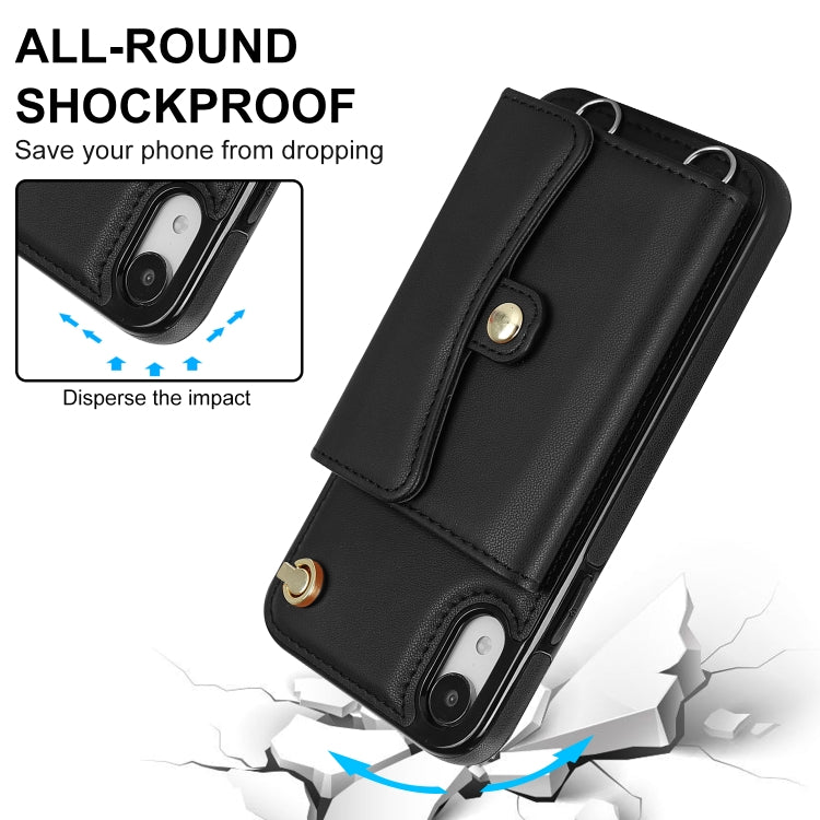 For iPhone XR RFID Card Slot Phone Case with Long Lanyard(Black) - More iPhone Cases by buy2fix | Online Shopping UK | buy2fix
