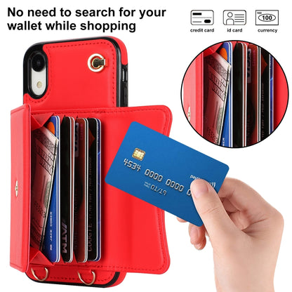 For iPhone XR RFID Card Slot Phone Case with Long Lanyard(Red) - More iPhone Cases by buy2fix | Online Shopping UK | buy2fix