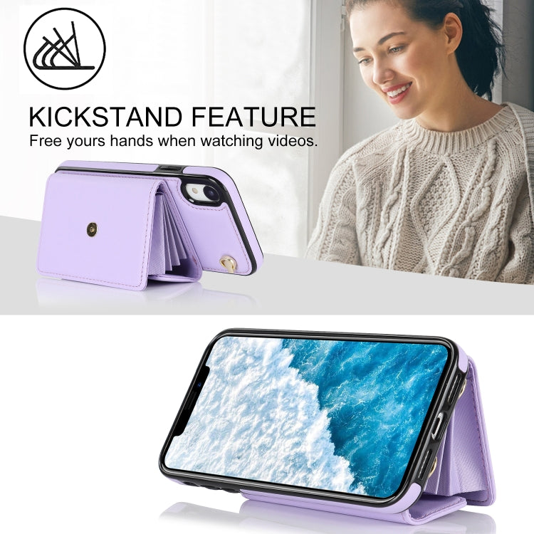 For iPhone XR RFID Card Slot Phone Case with Long Lanyard(Purple) - More iPhone Cases by buy2fix | Online Shopping UK | buy2fix
