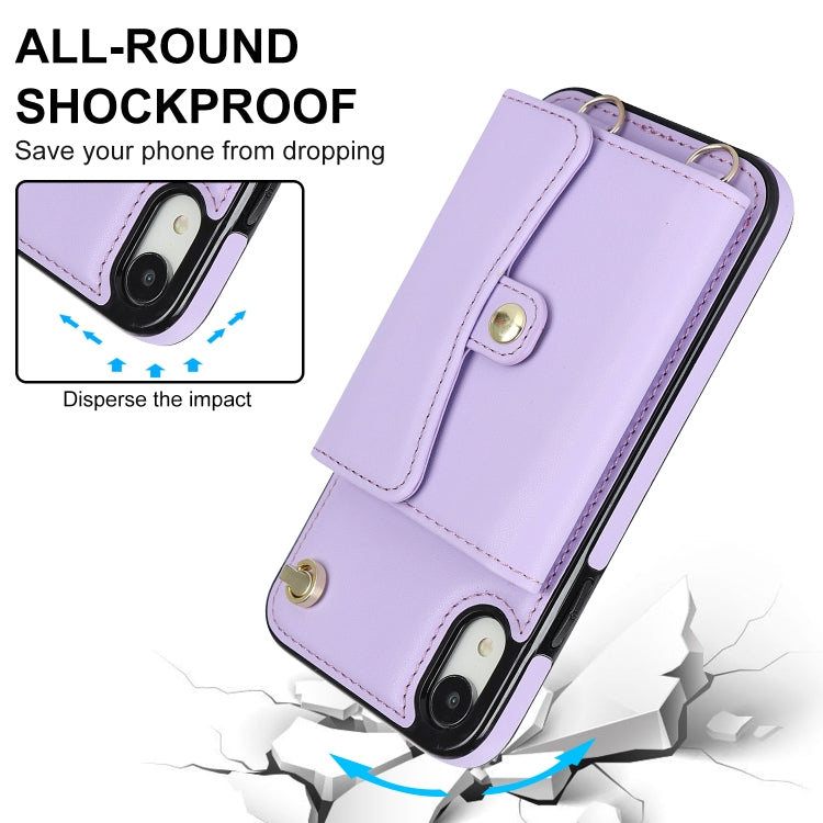 For iPhone XR RFID Card Slot Phone Case with Long Lanyard(Purple) - More iPhone Cases by buy2fix | Online Shopping UK | buy2fix