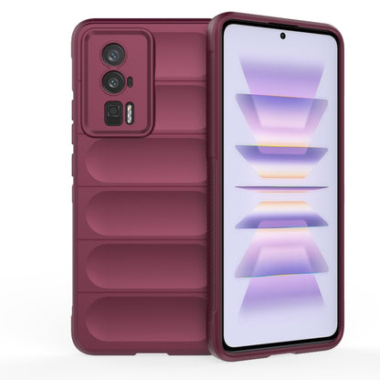 For Xiaomi Redmi K60 Magic Shield TPU + Flannel Phone Case(Wine Red) by buy2fix