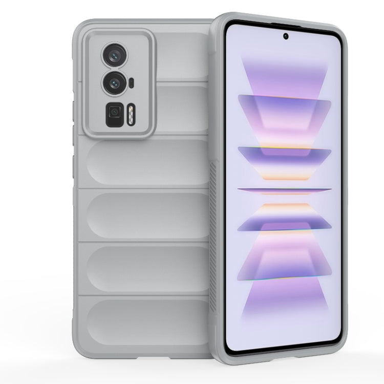 For Xiaomi Redmi K60 Pro Magic Shield TPU + Flannel Phone Case(Grey) by buy2fix