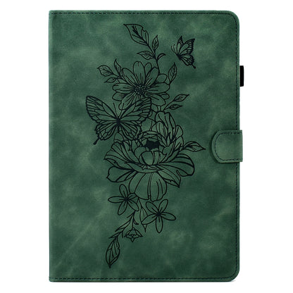 For 7 inch Tablets Peony Butterfly Embossed Leather Tablet Case(Green) - 7 inch by buy2fix | Online Shopping UK | buy2fix